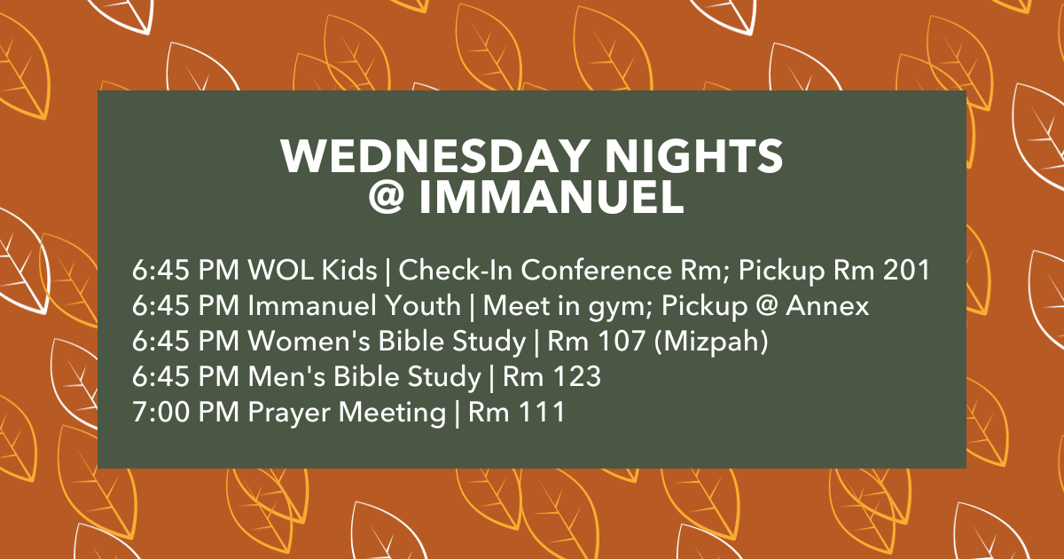 Wednesdays at Immanuel Baptist Church Richmond Virginia