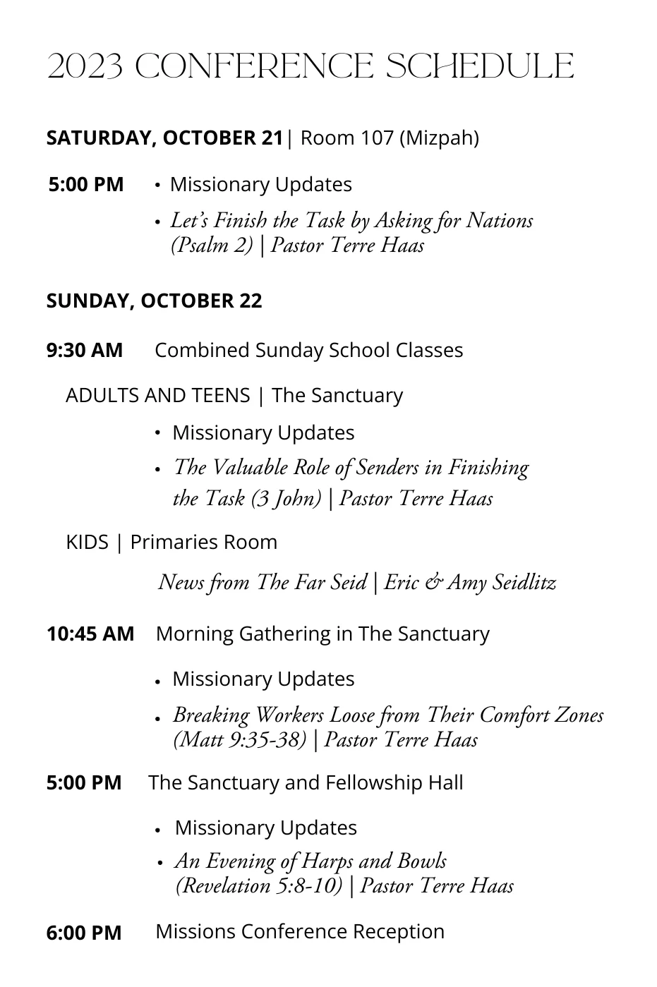 IBC MISSIONS CONFERENCE 2023